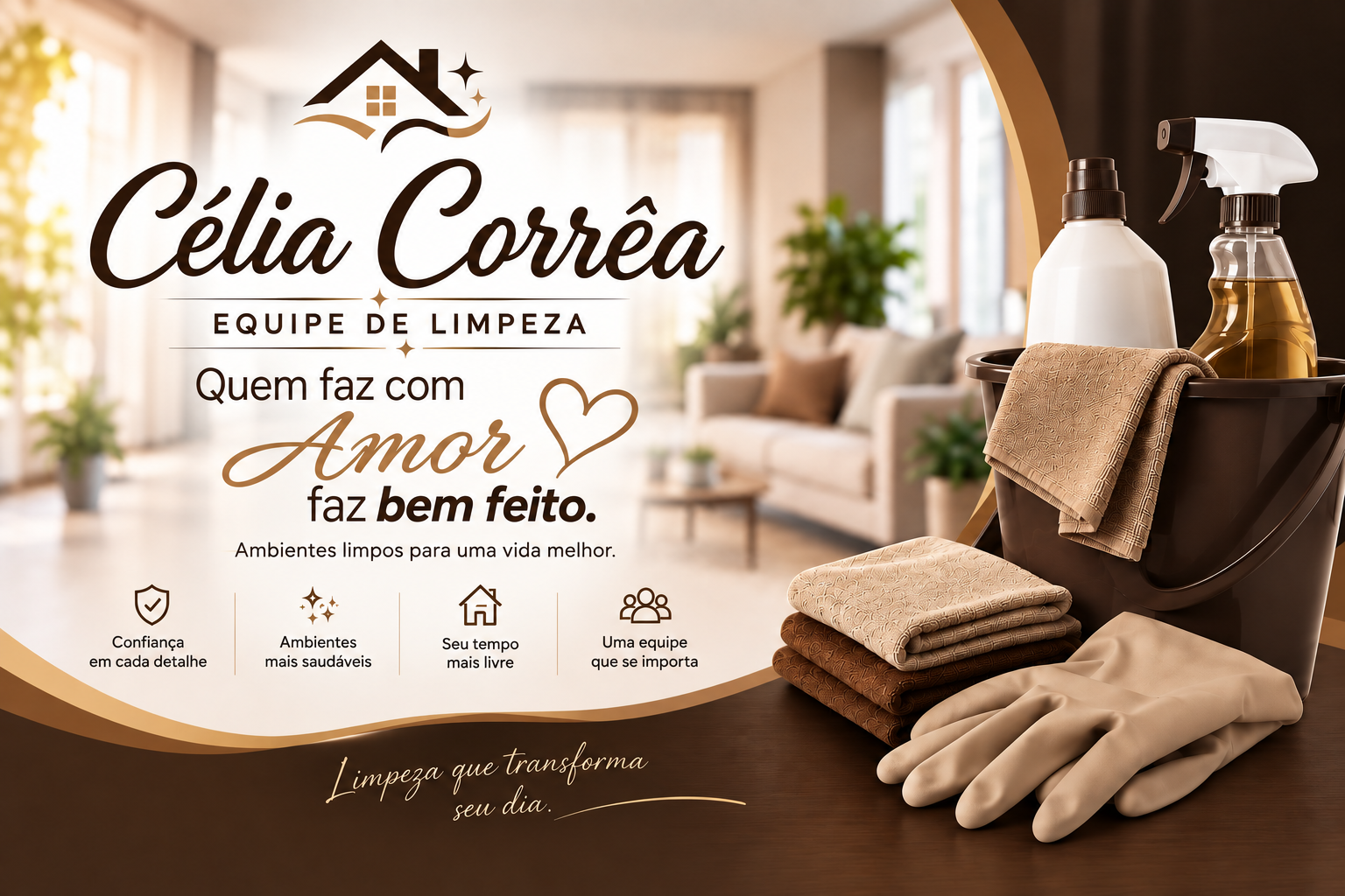 Célia Corrêa Equipe de Limpeza — Quem faz com Amor faz bem feito.